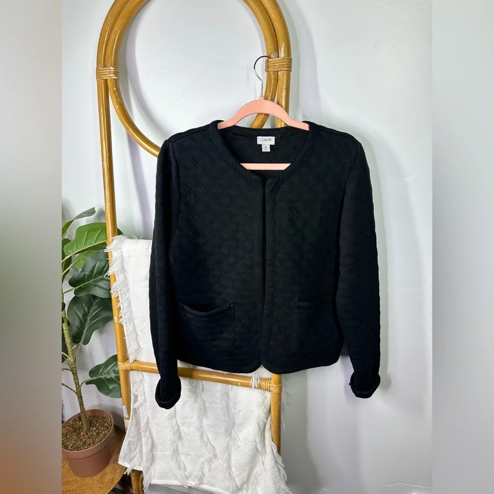J. Crew Black Quilted Blazer Jacket sz M